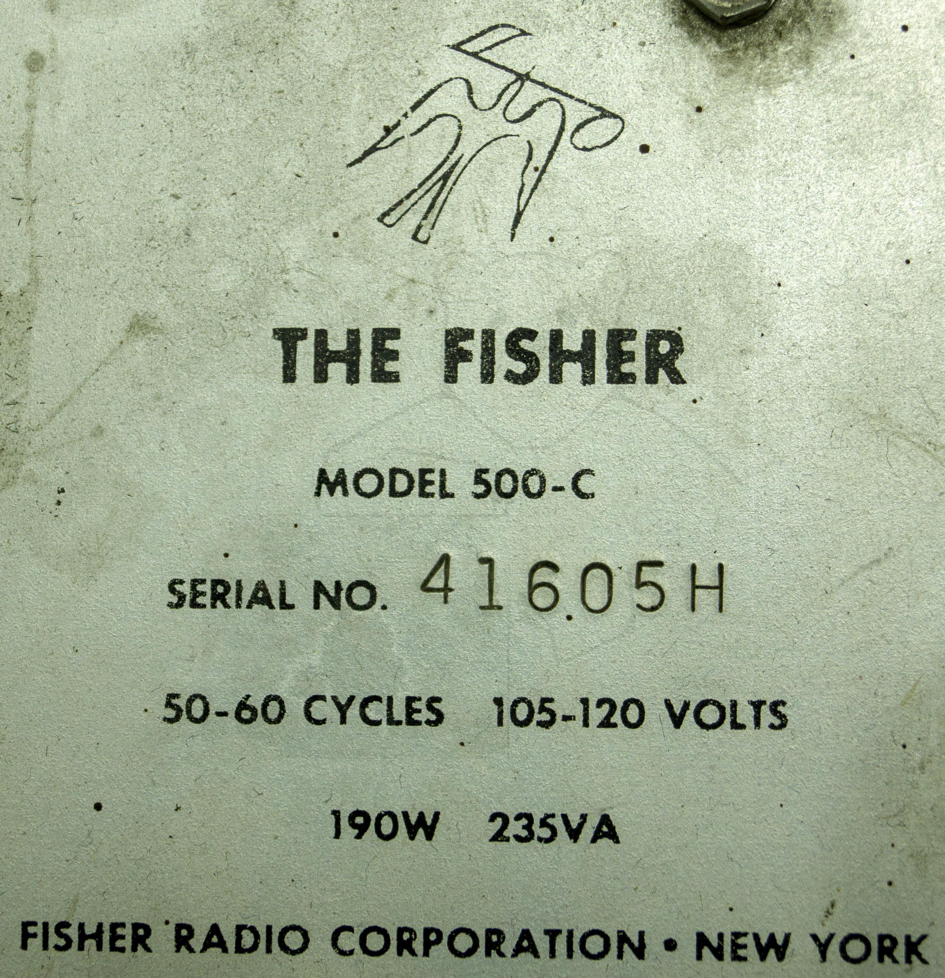 Fisher 500-C - Typenbezeichnung auf dem Chassis